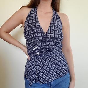 Navy and white halter top